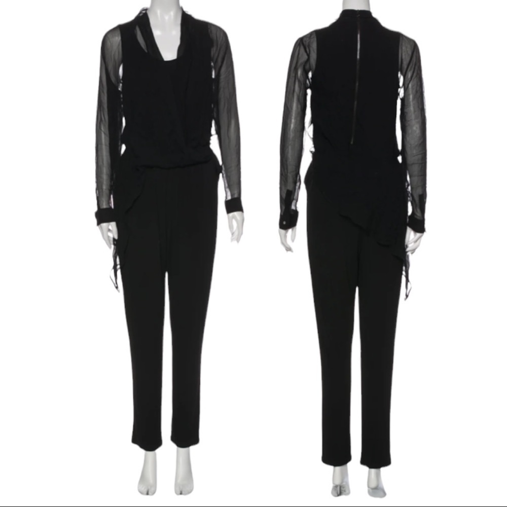 Kobi Halperin Jumpsuit Assymetric Drape V-Neck Size M